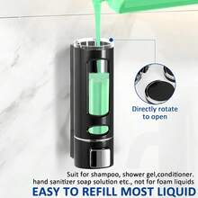1/2/3腔壁掛式皂液器，按壓式洗髮精與沐浴乳分裝器，適用於居家、商場浴室、飯店、露營車 - 圓柱型 - 查看 8