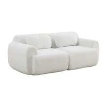 Modular Compression Sofa In Chenille Fabric, Filled With 30D High-Resilience Foam. Easy To Move And Featuring A Non-Slip Base, It Is Ideal For Living Rooms And Other Spaces. Ivory Color. - 象牙白 - 查看 1