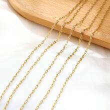 1pc Minimalist Stainless Steel Vacuum Plated DIY Thin Chain Flattened Extended O-Ring Chain, Unisex, Suitable For Friends Gift And Daily Wear - Gold - View 4