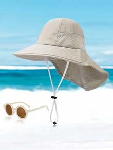1 Set Baby Sun Protection Hat With Fashion Glasses, Breathable Quick-Dry Beach Daily Sun Hat - Bucket Hat + Glasses - View 11