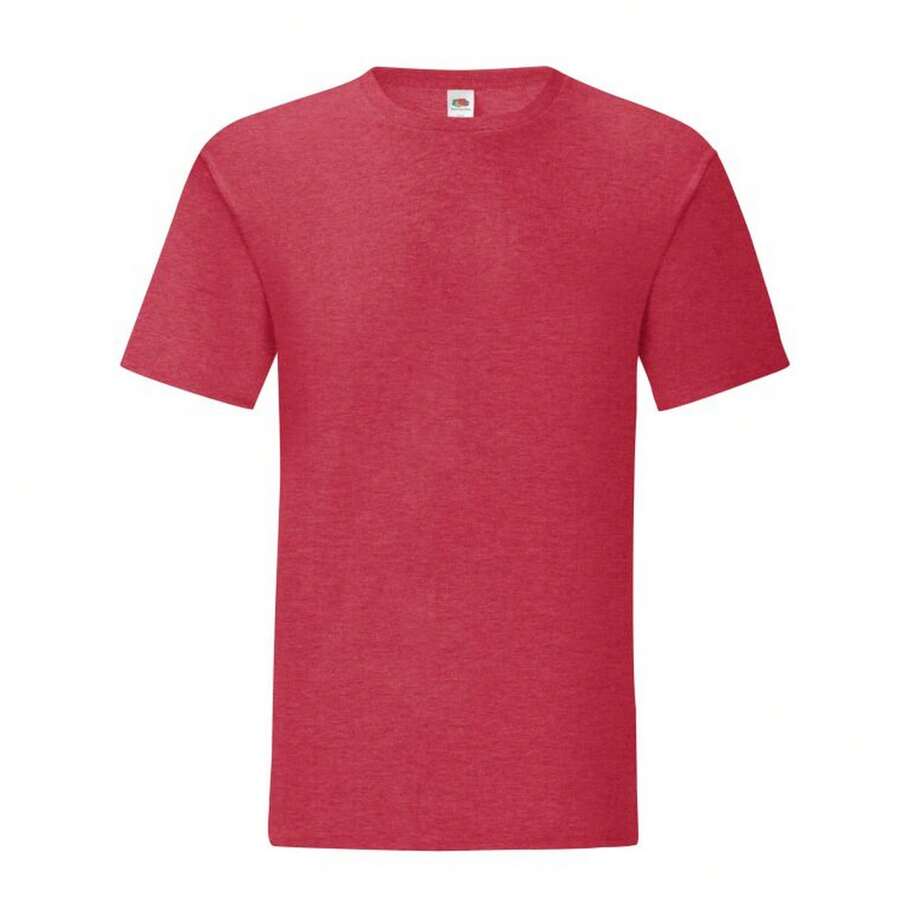 Fruit Of The Loom Mens Iconic 150 T-Shirt - Red Heather - View 1