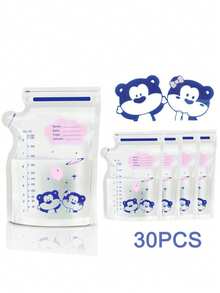 30pcs/60pcs/100pcs Baby Breast Milk Storage Bags Snack Bags Candy Bags, Leak-Proof Zipper Seal, Dual Scale, Cartoon Design - Multicolor - View 12