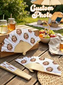 Personalized Custom Face Hand Fan, Foldable Bamboo Fan With Custom Photo, Custom Bridesmaid Photo Hand Fan, Custom Photo Folding Fan For Bridal Shower - Multicolor - View 2