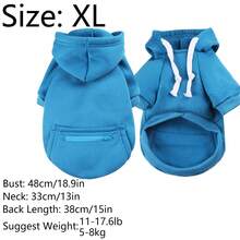 Blue Pet Patrón Con Capucha De Bolsillo Con Cremallera Adecuado Para Uso Diario, Unisex - Azul - Ver 18
