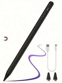 Universal Tablet Stylus, Touch Proof, Magnetic, For Writing, Drawing, Etc. On Tablets, For IPad 7/8/9 Generation (10.2-Inch) Air1/2/3/4/5/6/7, Compatible With IPad 10th Generation And 11th Generation, Can Be Used With Pro11 And Other Models, Comes With Two Spare Tips Battery Capacity 90mAh - Multicolor - View 10