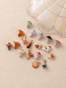 1pc Colorful Small Animal Mushroom Pendant, Exquisite Cute Style, 14k Gold Plated, Copper Material, Designed For Daily Small Parties And Family Gatherings, Cute Jewelry, Daily Charm Jewelry, Small Accessories, Pendant For Jewelry Making, High-End Jewelry, Stainless Steel Accessories - Multicolor - View 4