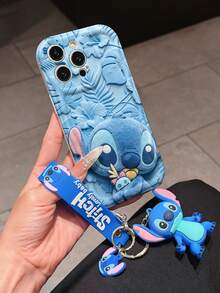 Disney Lilo And Stitch Phone Case : 3D Fluffy Pattern Border Protector Phone Soft Phone Case With A Free Cute Stitch Bracelet Chain Lanyard, Stitch, Lilo, Angel, For Apple 17 Promax 17 Pro 16 15 14 13 12 11 Pro Max XS Max X XR Soft Cover Summer Phone Case - 白色 - 查看 3