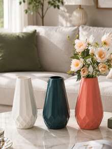 1pc Plastic Vase, Nordic White Plastic Vase, Unbreakable, Suitable For Tulip Flower Arrangement, Home Decor, Can Be Placed On Table, Bookshelf, Fireplace Mantel, Entryway, Dining Table Center, Decorative Room, Glass Vase - Multicolor - View 9