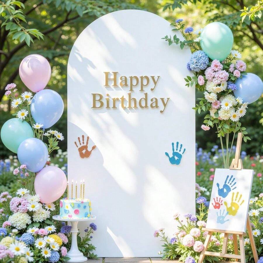 Backdrop Spandex Wedding Birthday Party Bridal Shower Balloon Stand Shower Banquet Photo Covers Stretchy Backdrop Background - 1 YEAR - 查看 1