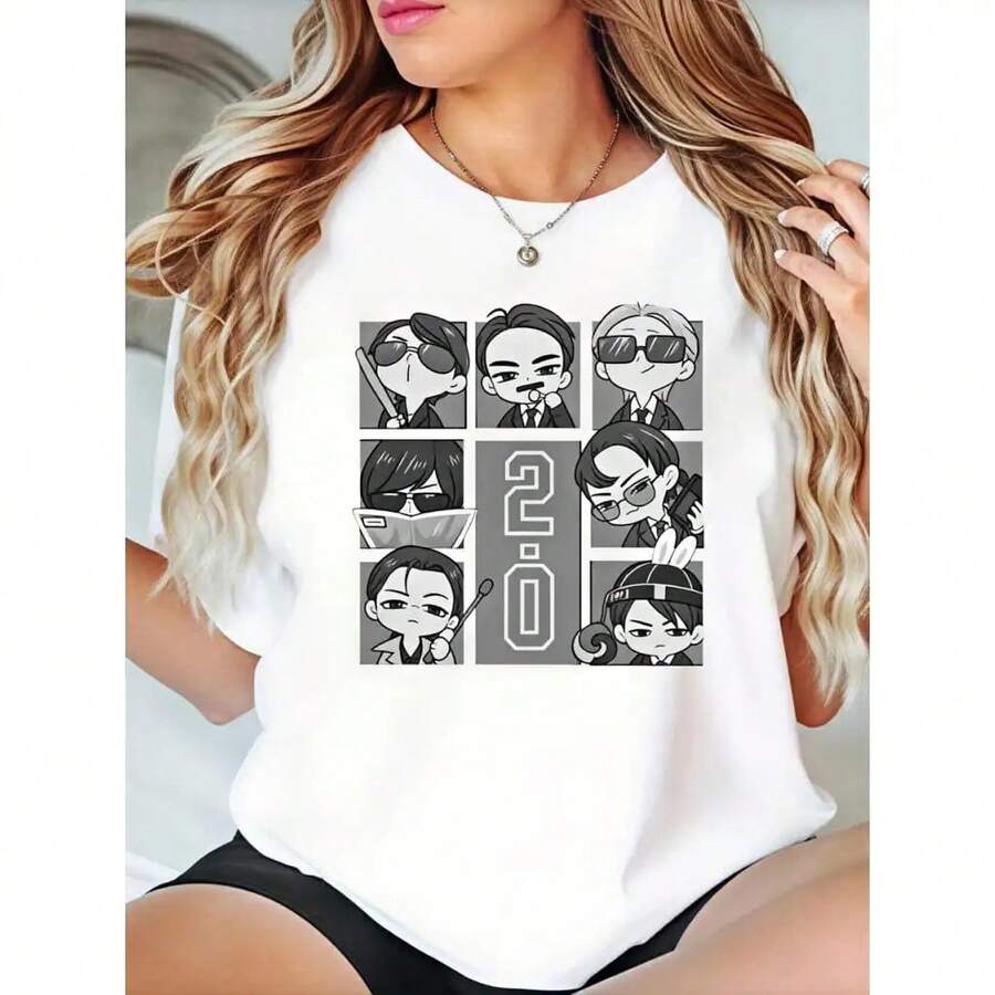 Playera de estilo casual con estampado de personajes animados y números 20 para uso diario en primavera verano ideal para regalar a amantes de la moda juvenil IBWC - Blanco - Ver 1