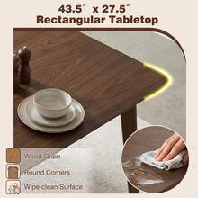 5PCS Solid Wood Dining Table Set Mid Century Kitchen Table & Chairs Set For 4 - Walnut - View 6