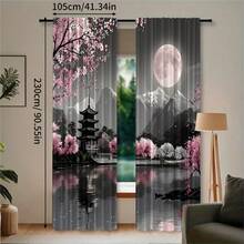 2pcs/Set, Japanese Cherry Blossom Pavilion Pattern, Digital Print, Suitable For Living Room, Bedroom, Balcony, Study, Create Romantic Atmosphere - Multicolor - View 15