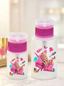 Botella de removedor de esmalte de uñas con patrón de lazo, adecuada para removedor de esmalte de uñas - Botella de embalaje de viaje recargable, adecuada para uso en el hogar, salón y viajes. Removedor de maquillaje de labios y ojos, reutilizable, botella de removedor de maquillaje, esencial de viaje - Multicolor - Ver 2