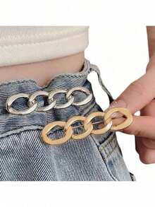1/3 PiecesDetachable Alloy Waist Chain Brooch, Women's Shaping Belt, High-Quality Decorative Accessory, Suitable For Any Style, Applicable To Dresses, Sweaters, T-Shirts, Shirts, And Jeans - Multicolor - View 4