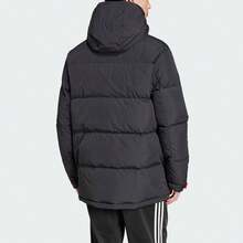 Adidas Men's Hooded Zippered Comfortable Warm Mid-Length Down Jacket - Black - View 3