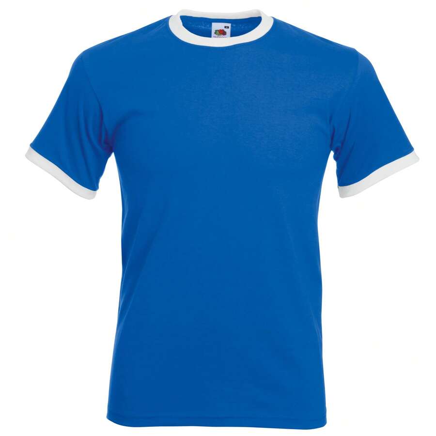 Fruit Of The Loom Mens Ringer Short Sleeve T-Shirt - Royal/White - View 1