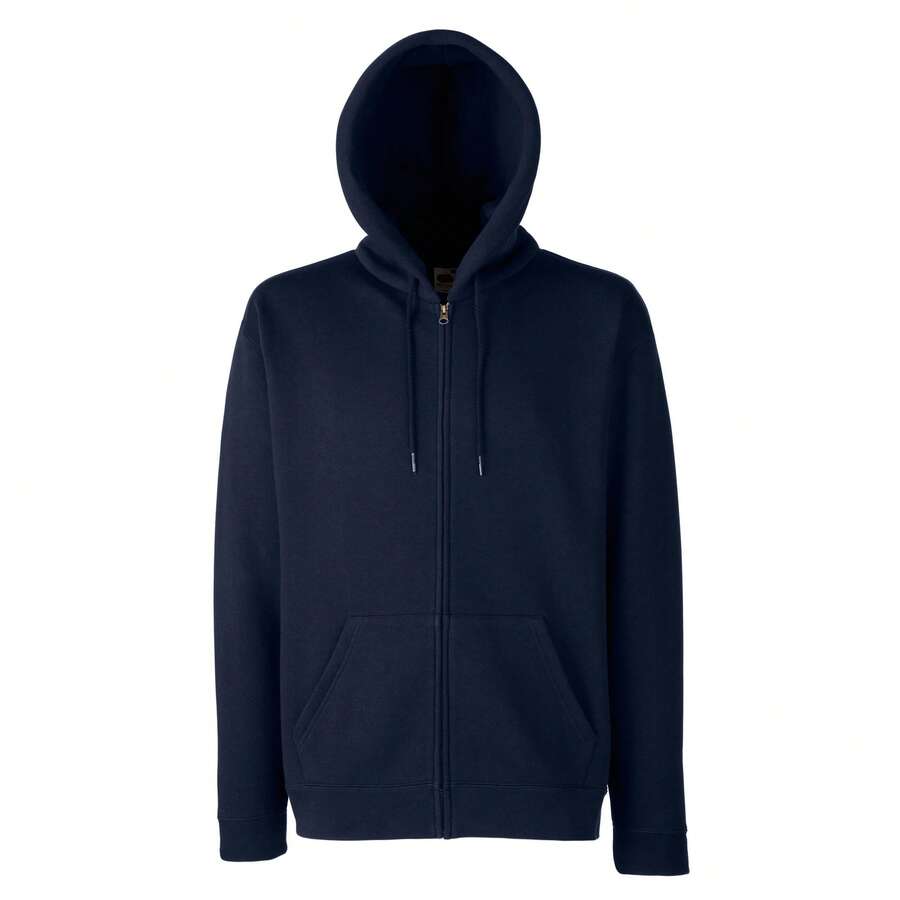 Fruit Of The Loom Mens Hooded Zip Sweatshirt Front Pouch Pockets 5szs - Deep Navy - View 1
