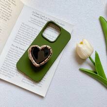 Heart-Shaped Solid Color Niche Desktop Stand, Retractable Phone Holder, Creative Phone Stand, Heart-Shaped Mirror Portable Makeup Mirror, Exquisite Phone Accessory, Adhesive Phone Stand, Daily Essential - Multicolor - View 9