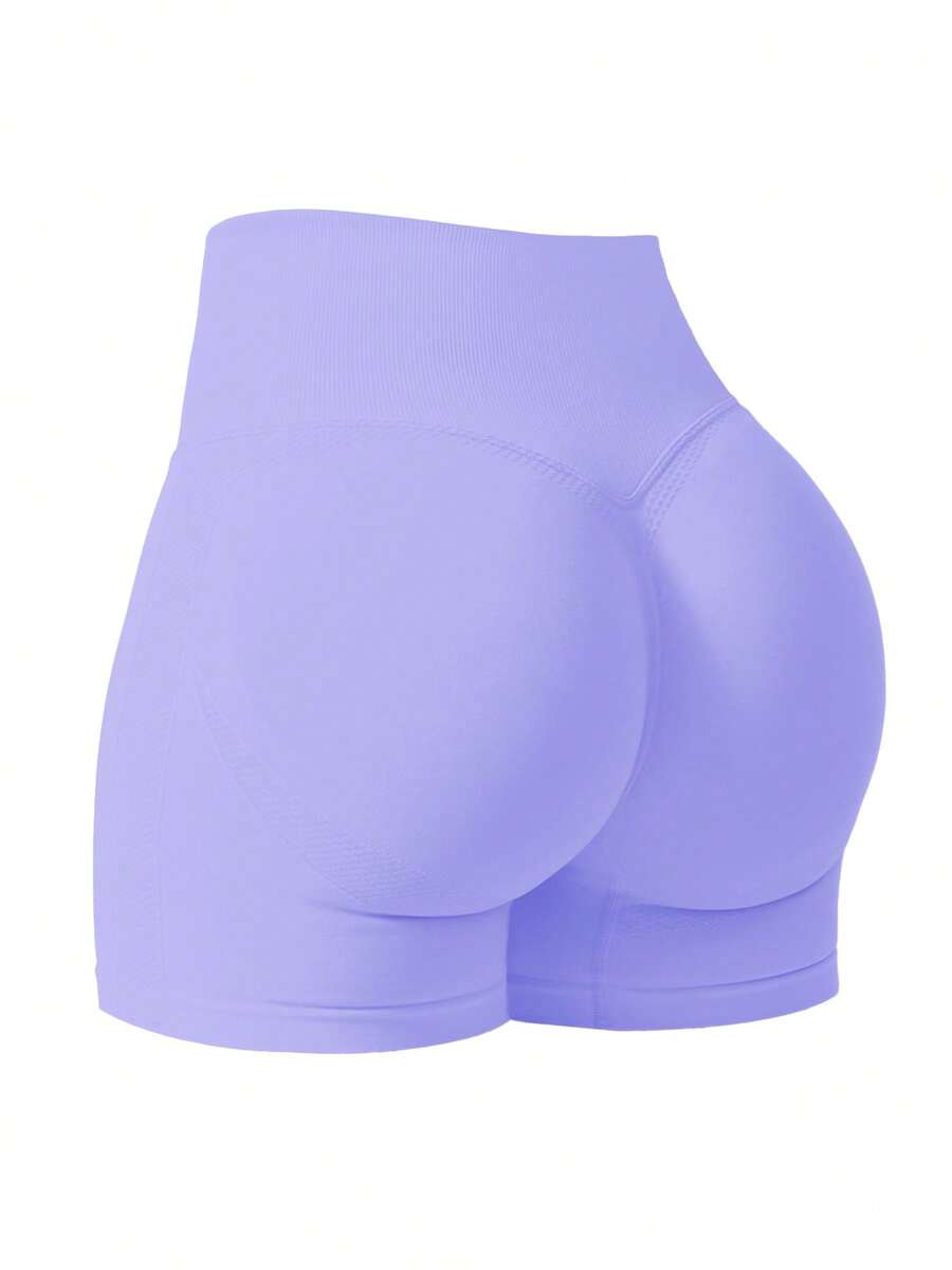 NcmRyu Women's Seamless Versatile Tight Fit Running Workout Training Fitness Shorts Sports - Purple - View 1