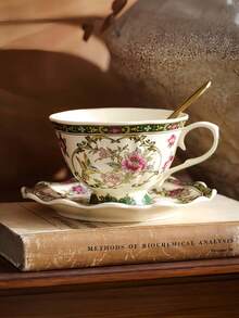 1pc European Vintage High-End Exquisite Highly Attractive Coffee Cup And Saucer Set, Suitable For Latte Coffee, Black Tea, Beverages, Water, Desserts, Fruits, Cakes, Applicable For Western Restaurants, Chinese Restaurants, Coffee Shops, Kitchens, Offices, Meeting Rooms, Living Rooms, Parties And Gatherings - Multicolor - View 11