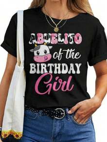 Camisetara mujer del abuelo de la niña del cumpleaños, vaca de granja, 1er cumpleaños de la niña - Negro - Ver 2