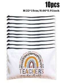 5pcs Best Teacher Theme Zipper Pouch Express Gratitude And Love Makeup Bag Various Snack Small Storage Bag Portable Multi-Functional Storage Bag Teacher Travel Storage Gift Thanksgiving Christmas Birthday Teacher's Day Back To School Graduation Gift - Multicolor - View 14