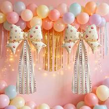 2pcs 109cm Oversized Cherry Cartoon Shaped Tassel Bow Aluminum Foil Balloon Set, Suitable For Birthday Wedding Party Decoration, Style Toy Balloon - View 3