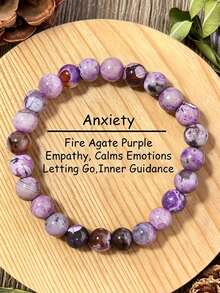 YAUKIA Purple Flame Agate Beaded Bracelet , Fashionable And Charming Women'S Accessory , Meditation , Healing Yoga Meditation Summer Jewelry - Multicolor - View 7