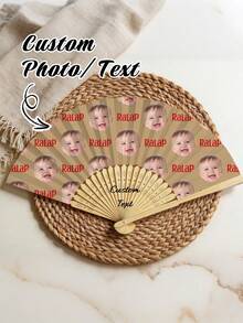 Customized Face Hand Fan, Foldable Paper Wedding Fan, Personalized Wedding Gift, Wedding Reception Fan, Bridesmaid Accessory, Birthday Party Fan - Multicolor - View 6