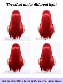 22 Inch 13*4 Lace Front Gray Gold Super Long Straight Hair Wig, Handmade Lace Front Design & Natural Parting, Comfortable And Durable Structure, Suitable For Hip-Hop Style, Cosplay, Bridal Occasions And Daily Wear, Best-Selling High-End Synthetic Lace Wig - Hot Pink - View 11