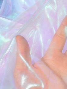 1件幻彩歐根紗布料，魔幻雷射全息布料，透明亮面布料，手工DIY婚紗、窗簾、攝影背景及婚禮派對 - 幻彩白 - 查看 4
