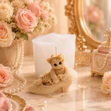 Vintage Lace High Heel Shoe Bear Silicone Candle Mold, 3D Bow Teddy Bear On High Heels Mould For DIY Scented Soy Wax Candle, Hand Soap, Epoxy Resin, Wedding Home Decor & Valentine Craft Making Supplies - Bear Mold - View 8