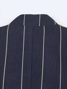 Women's Striped Casual Versatile Everyday Jacket Summer - Navy Blue - View 8