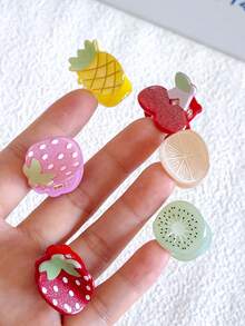 Women & Girls Mini Claw Hair Clips, Fruit Shaped Hair Clips, Strawberry Cherry Orange Kiwi Pineapple Small Claw Clips, Fun Summer Durable Grip Clips, Acetate Colorful Hair Clips, For Thick And Thin Hair Summer Hair Accessories - Multicolor - View 2