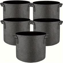 5 pièces Sacs de culture de plantes respirants en non-tissé avec poignées robustes - Pots de plantation en tissu réutilisables pour le jardinage extérieur et intérieur, idéal pour la culture de légumes, d'herbes, de fleurs et de fruits - Noir - Voir 5