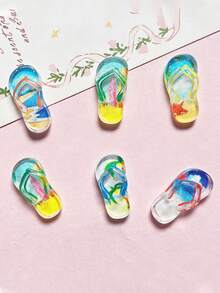 10/20/100 Stücke Sommer Eis Transparent Flip-Flop DIY Zubehör Handgefertigte Materialien Schuhschnallen Wasserflaschen Aufkleber Cremekleber Haarzubehör Harz Charms - Flip-Flops - Übersicht 3