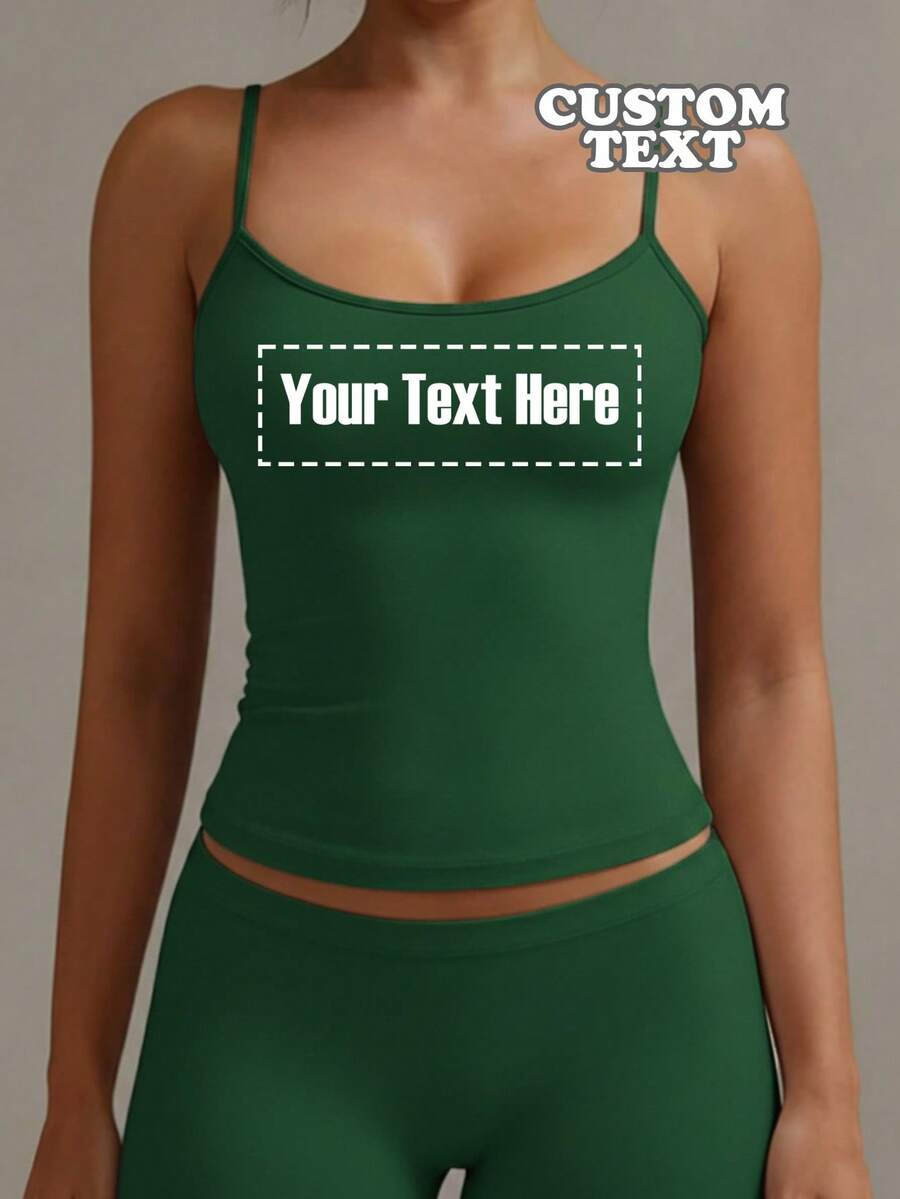 Customizable Women's Camisole Tank Top - Personalized Text, Color, Font, Summer Women's Top. Sports - Dark Green - View 1