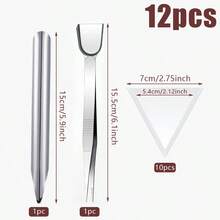 KLONKEE Craft Jewelry Bead & Rhinestone Scoop Set, White Jewelry Scoop Set, 2 Silver Tweezers, Craft Bead Tweezers With Spoon, Triangle Sorting Tray And Silver Handheld Tweezers With Scoop, Rhinestone Tray Set For Pearl & Gemstone Tools, Suitable For Small Bead, Gemstone, Crystal Jewelry Making, Bead Picking Tool Supplies - Multicolor - View 11