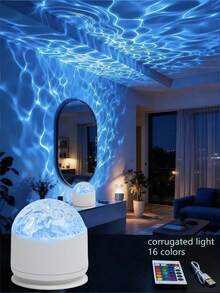 Aurora & Water Ripple 2-In-1 Projection Light - 16 Color RGB LED Atmosphere Light With Remote Control, Northern Lights & Ocean Wave Night Light, Suitable For Bedroom, Party Decoration And Meditation | Perfect Gift - Multicolor - View 3