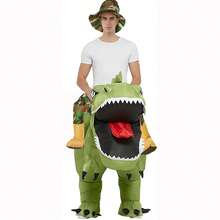Inflatable Dinosaur Costume For Man Adult Cosplay Party Inflatable Ride On T-Rex Costume Blow Up Funny Costumes Halloween Christmas Carnival Party - Green - View 6