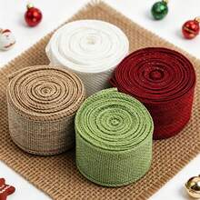 (5m/Roll) Colorful Jute Iron Wire Edged Shaping Ribbon DIY Gift Wrapping Bow Wedding Decoration Band Handmade Materials And Accessories Valentine's Day - Multicolor - View 12