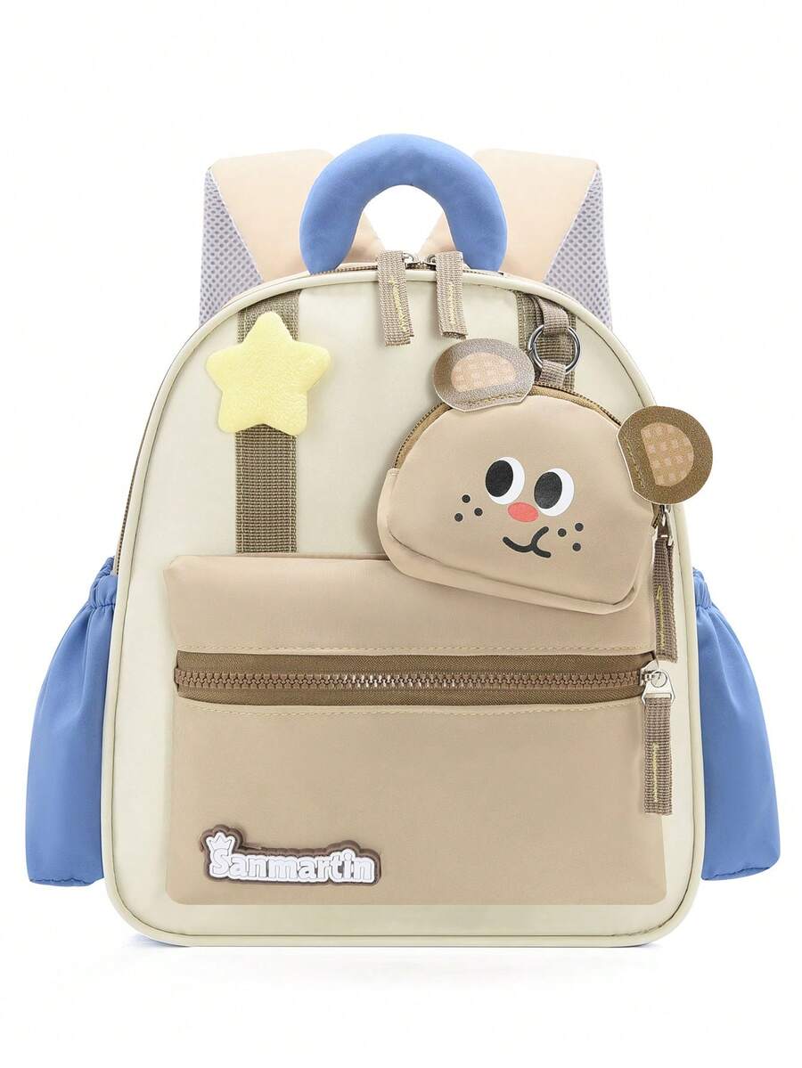 Mochila para estudiantes nuevos, diseño de patrón de dibujos animados lindos, ligera y minimalista, adecuada para la escuela o viajes