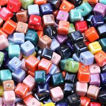 20pcs Cube Ceramic Porcelain Beads For DIY Jewelry Making Decorative Craft Square Beads For Necklaces Bracelets And Accessories Craft - 20pcs - View 1