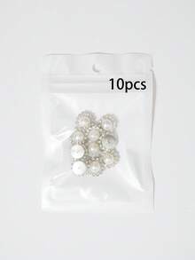 10-200pcs 12mm White Pearl Flowers, White Pearl Inlaid Center Surrounded By Small White Rhinestones, Sunflower Pattern, Shiny Button Rhinestone Flowers, DIY Handmade Accessories, Suitable For Floral Headwear And Clothing Decoration - 12mm White Pearl Flower - View 12