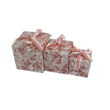 20x20x20cm Purple Cardboard Square Gift Box Set, Multi-Size Floral Pattern Gift Packaging Box - P - View 2