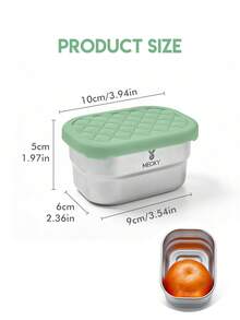 Meoky 3pcs 8oz Stainless Steel Snack Containers With Silicone Lids, Leak-Proof Small Food Storage Boxes, Reusable Metal Lunch Boxes For Snacks, Meal Prep, Travel & Picnic - Green*3-piece Set - View 3