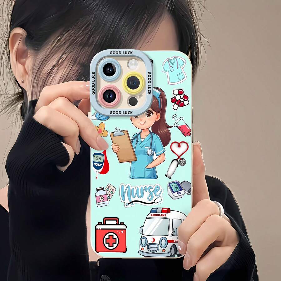 Funda para teléfono con diseño de enfermera, compatible con fundas para teléfonos , Apple, VIVO, OPPO, y Honor. Fabricada en TPU, ofrece protección contra golpes y caídas. - Blanco - Ver 1