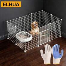 KALAY Metal Modular Detachable Washable DIY Transparent Panel Dog Cage, Rabbit, Teddy, And Only Small Dog Kennel Pet Enclosure Birds, Reptiles - White - View 2