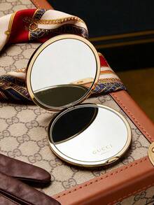 粉色 Gucci 風格防靜電寬齒輕量梳子附帆布收納袋，適用於所有髮質，便攜旅行 Logo 梳子，完美的生日週年紀念禮物 - GUCCI-金鏡-1 - 查看 4