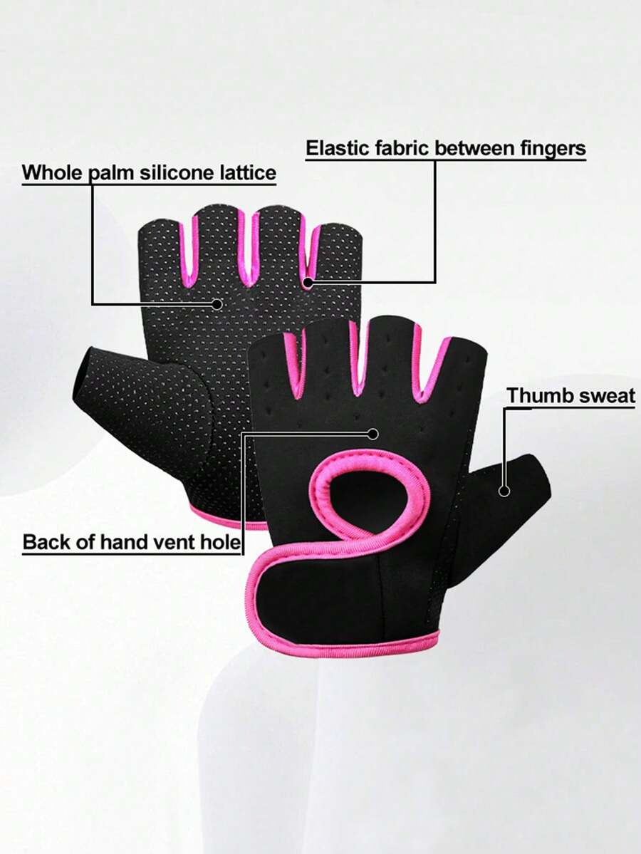 1 Pair - Unisex Fingerless Cycling Gloves, Lightweight Anti-Slip Shock Absorbing Palm Protective Training Gloves, Breathable Weight Lifting Cycling Exercise Gloves For For Summer Fishing Biking